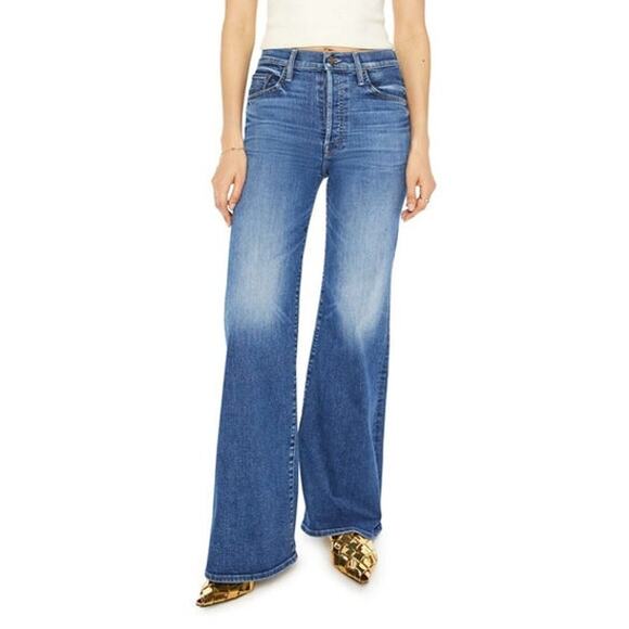 Mother Women's the Tomcat Roller Sneak Jeans Wide Leg Six Sense Blue Size 31 NWT - Picture 1 of 12